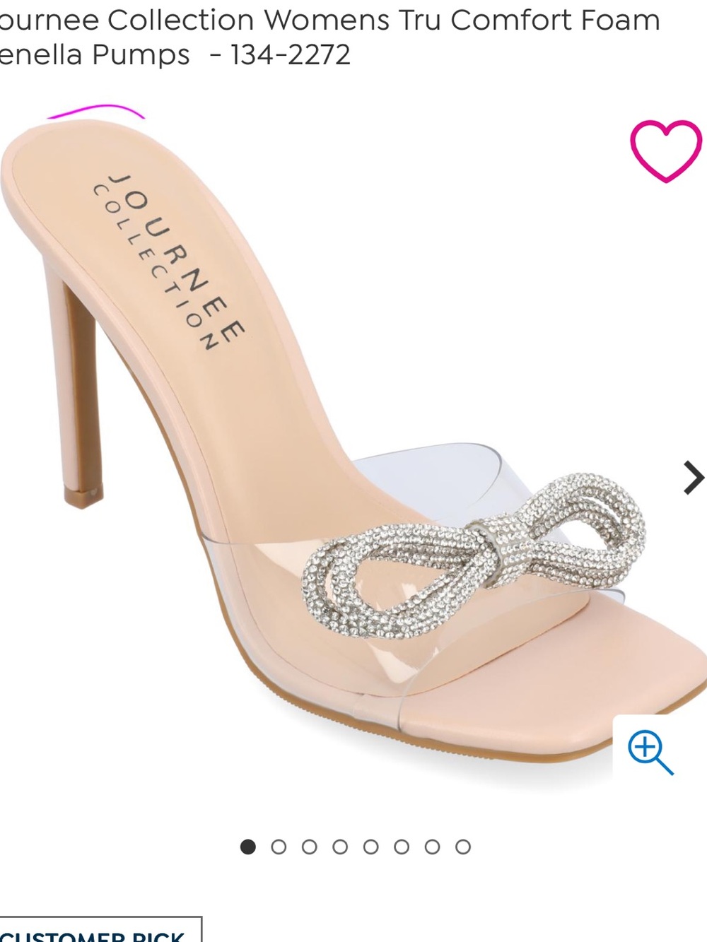 Journee Collection Nude Clear Bow Stiletto Mule